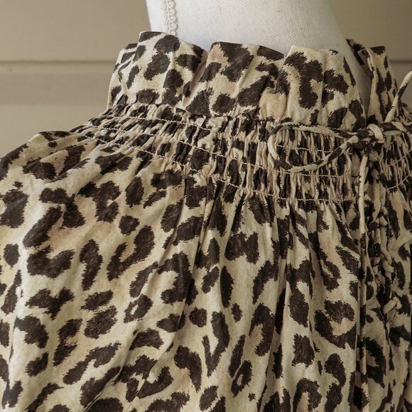 NWT J. Crew Dress Leopard Midi Ruffle Neck 50s Classic Tea Length Balloon Sleeve - Picture 7 of 11